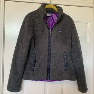Vintage Patagonia Nylon Lined Polar Fleece Full Zip Jacket Gray 🌴